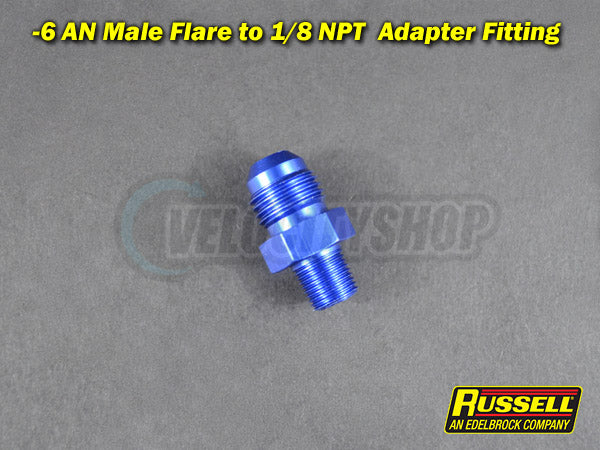 Russell -6 AN to 1/8 NPT Adapter Fitting (Blue)