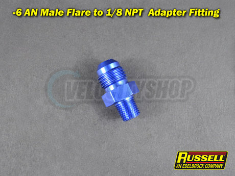 Russell -6 AN to 1/8 NPT Adapter Fitting (Blue)