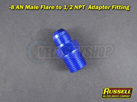 Russell -8 AN to 1/2 NPT Adapter Fitting (Blue)