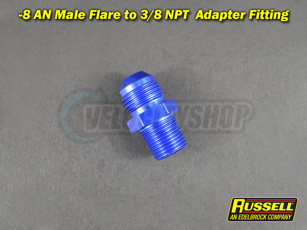 Russell -8 AN to 3/8 NPT Adapter Fitting (Blue)