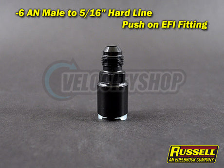 Russell -6 AN Male to 5/16 Hard Line Push on EFI Fitting