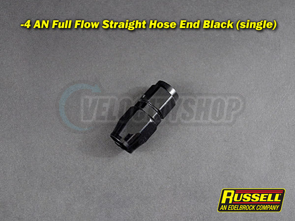 Russell -4 AN Full Flow Straight Hose End Black (Single)