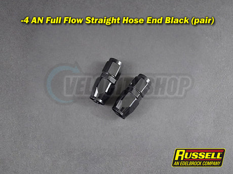Russell -4 AN Full Flow Straight Hose End Black (Pair)