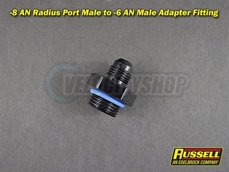 Russell -6 AN Flare to -8 Radius Port Adapter Fitting Black