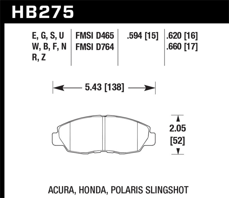 Hawk DTC-60 Race Brake Pads | HB275G.620