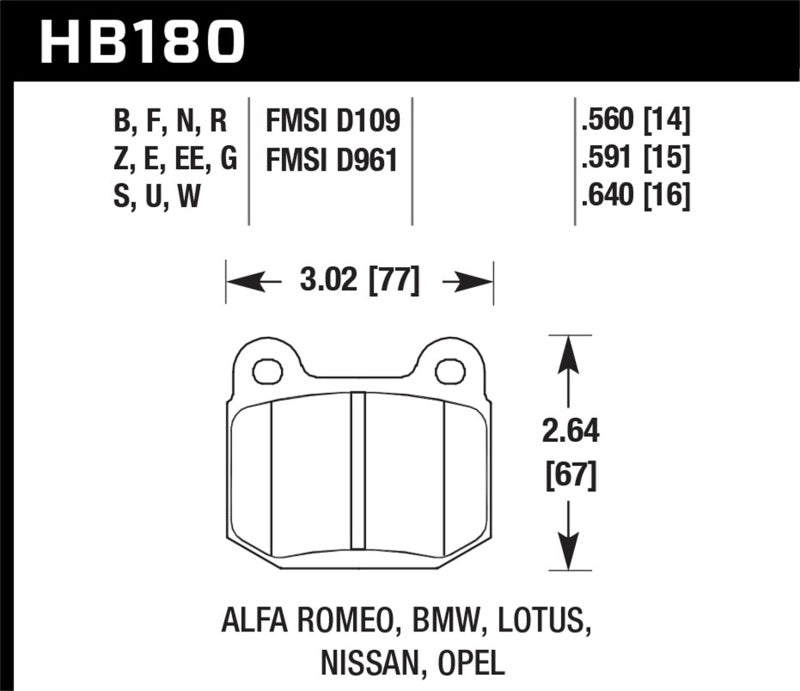 Hawk HP+ Street Rear Brake Pads | HB180N.560