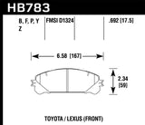 Hawk 08-16 Toyota Highlander LTS Street Front Brake Pads | HB783Y.692