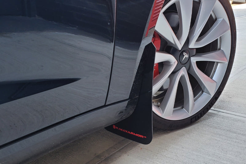 Rally Armor 17-22 Tesla Model 3 Black UR Mud Flap w/ Blue Logo