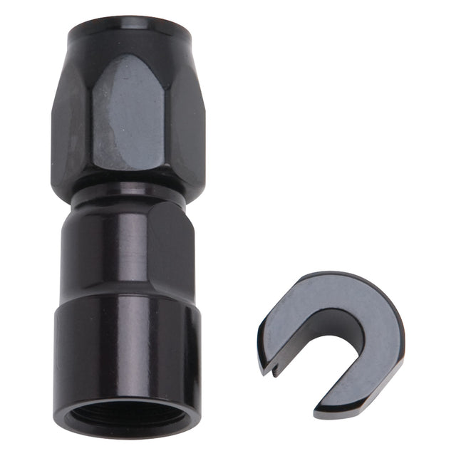 611253 | HOSE END 5/16" SAE QUICK DISCONNECT FEMALE TO -6 HOSE STRAIGHT BLK ANODIZED