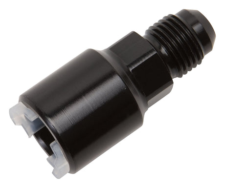 640853 | EFI ADAPTER FITTING -6 AN MALE TO 3/8" SAE QUICK DISCONNECT FEMALE BLK ANODIZED FINISH