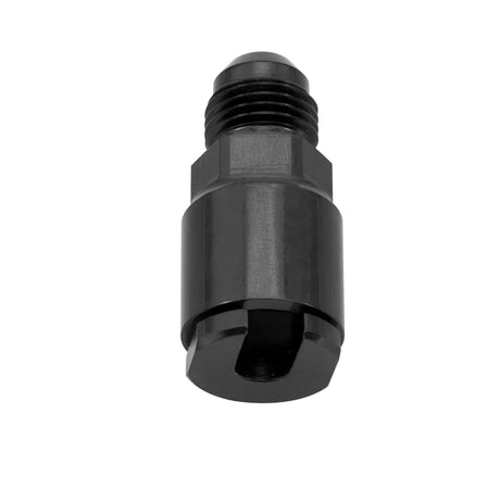 641303 | EFI ADAPTER FITTING #6 AN MALE TO 1/4" SAE QUICK DISCONNECT FEMALE BLK ANODIZED FINISH