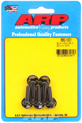 ARP M6 x 1.0 x 20 Hex Black Oxide Hex Bolts (5/pkg)