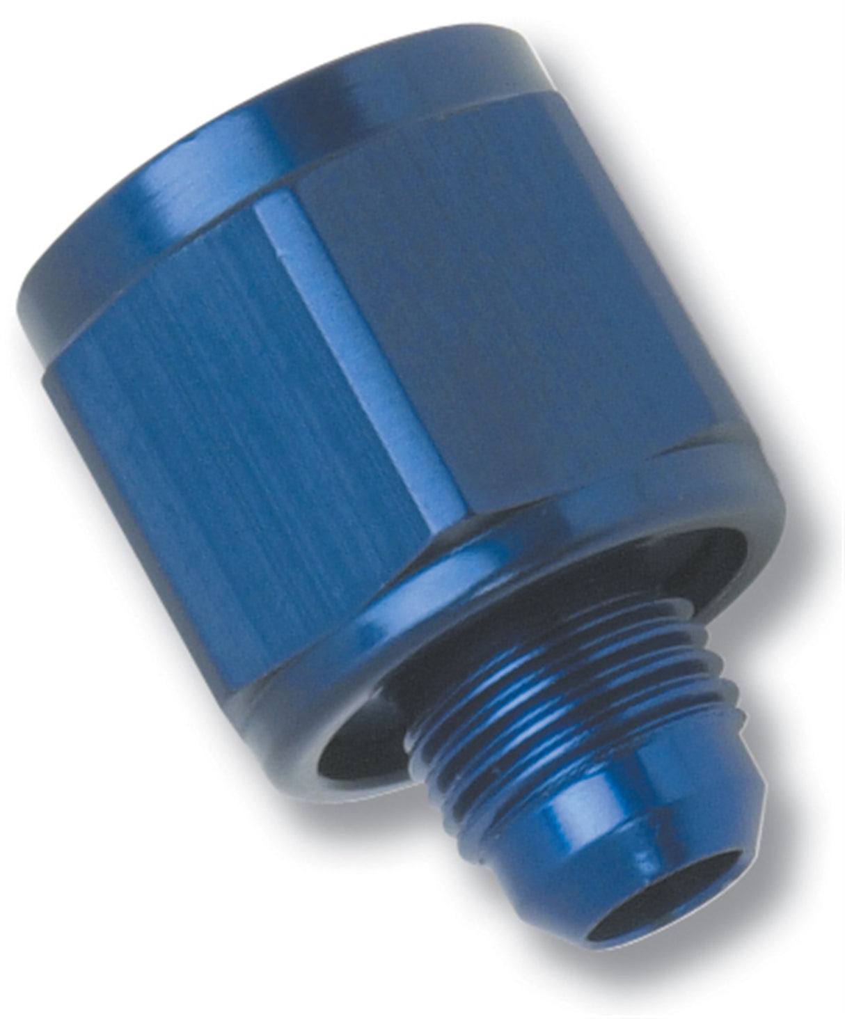 660010 | BLUE ANODIZED -8 TUBE COUPLING NUT W/ FLARED REDUCER TO -4 AN MALE