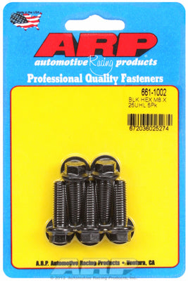 ARP M8 x 1.25 x 25 Black Oxide Hex Bolts (5/pkg)