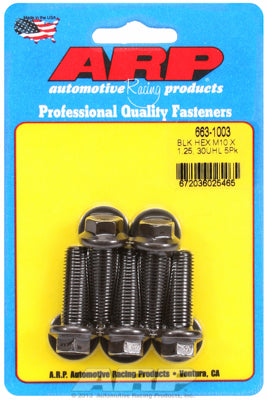 ARP M10 x 1.25 x 30 Hex Black Oxide Bolts (5/pkg)