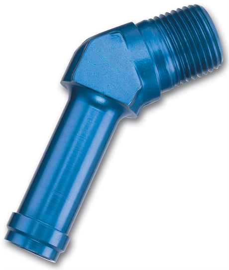 663050 | ADAPTER FITTING 1/8" NPT MALE TO 1/4" OD MALE TUBE 45 DEG BLUE ANODIZED