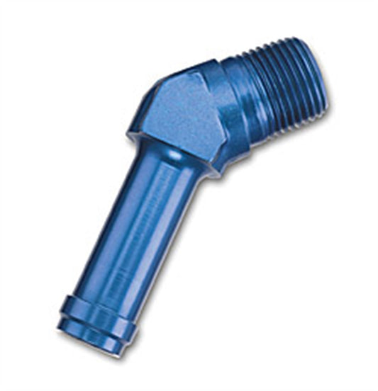 663060 | ADAPTER FITTING 1/4" NPT MALE TO 3/8" OD MALE TUBE 45 DEG BLUE ANODIZED