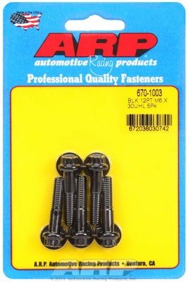 ARP M6 x 1.00 x 30 Black Oxide 12pt Bolts (5/pkg)