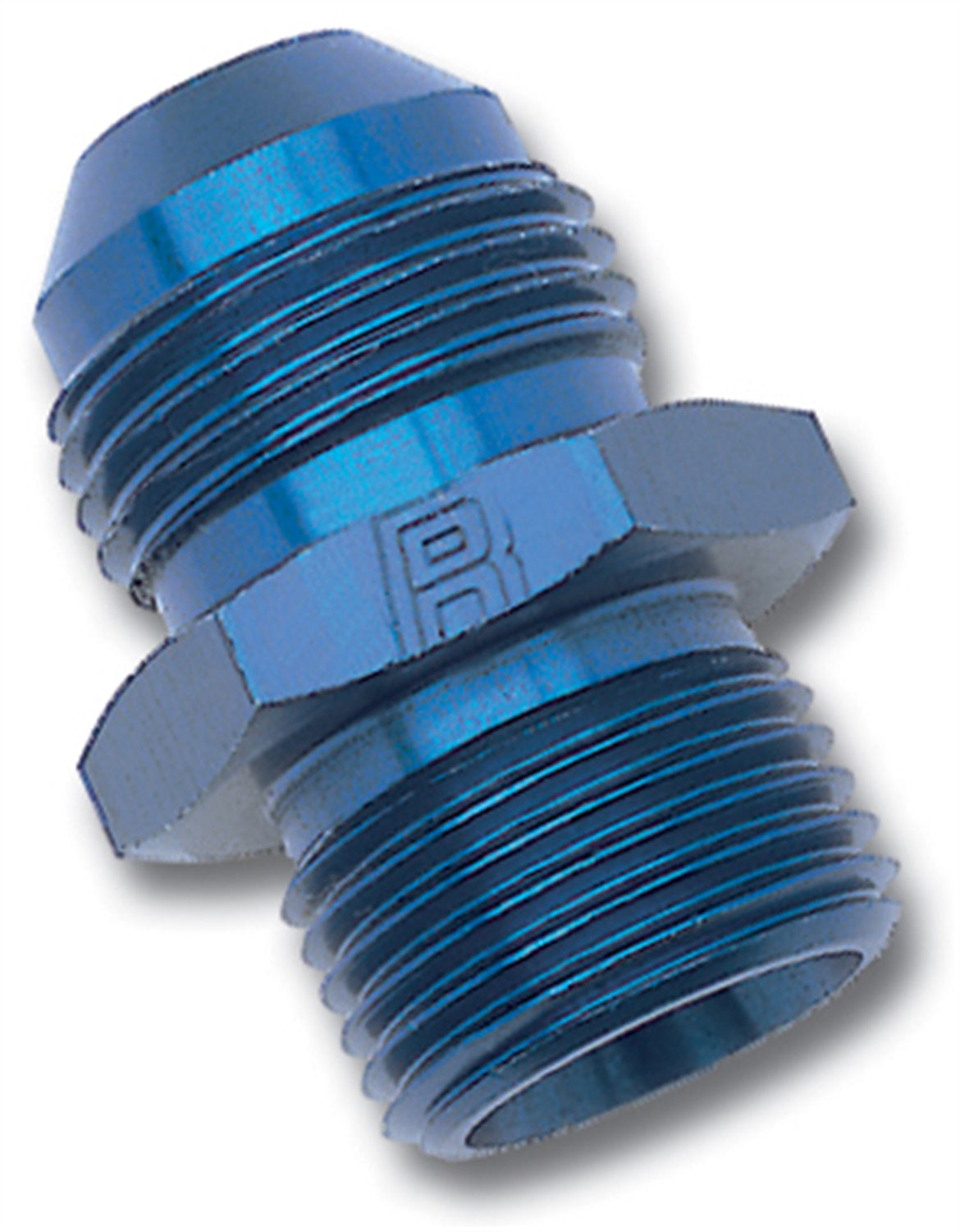 670190 | ADAPTER FITTING #12 AN MALE FLARE TO 20MM X 1.5 MALE BLUE ANODIZED