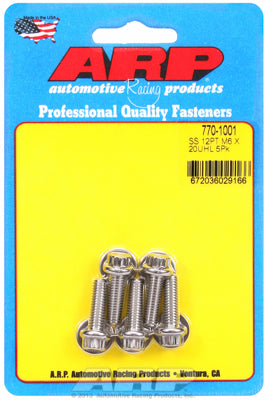 ARP M6 x 1.0 x 20 SS 12pt Bolts (5/pkg)