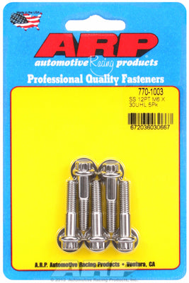 ARP M6 x 1.0 x 30 12pt SS Bolts (5/pkg)