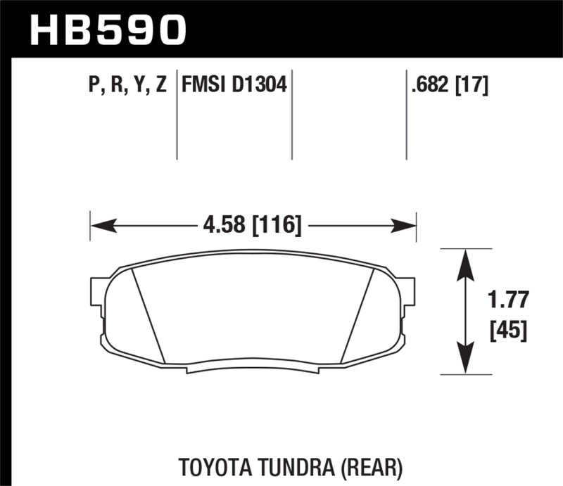 Hawk 08-10 Toyota Land Cruiser / 07-10 Tundra Super Duty Street Rear Brake Pads | HB590P.682