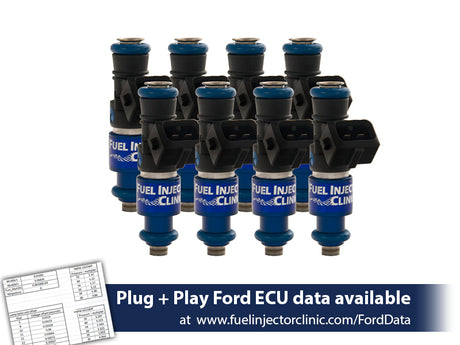 IS404-1200H | Fuel Injector Clinic Injector Set (High-Z) 1200cc (110 lbs/hr at 43.5 PSI fuel pressure) for Ford Shelby GT500 (2007-2014) / Ford GT40 (2005-2006)(High-Z)