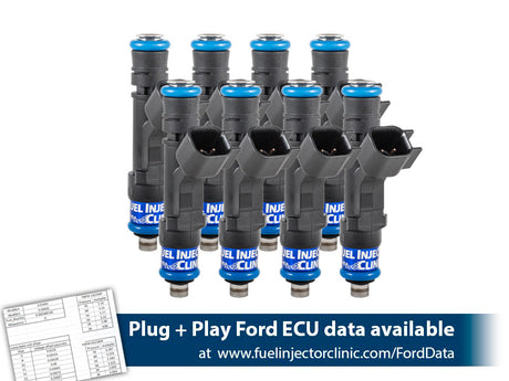 IS407-0525H | Fuel Injector Clinic Injector Set 525cc (50 lbs/hr at 43.5 PSI fuel pressure) for Ford F150 (2004-2016) Ford Lightning (1999-2004)