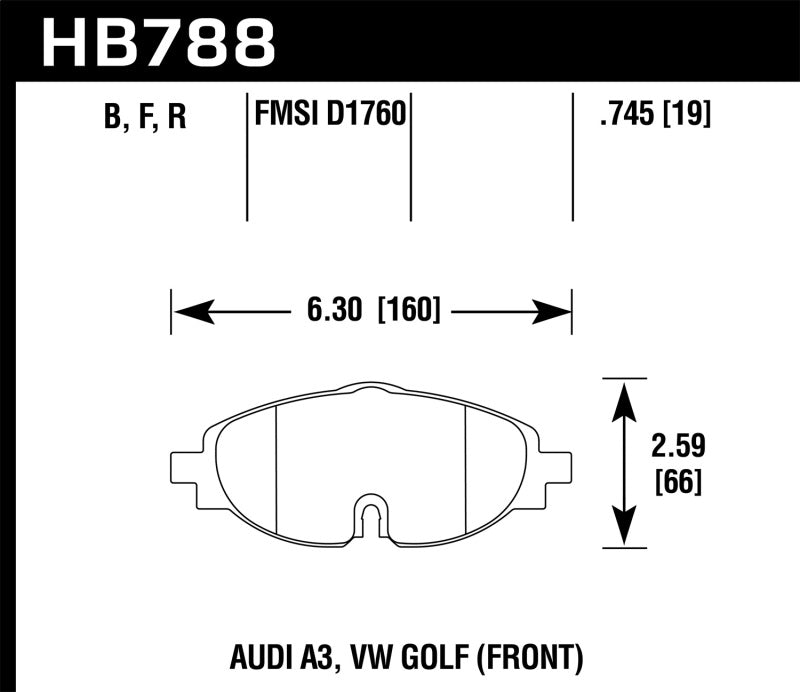 Hawk 15-17 VW Golf / Audi A3/A3 Quattro Front High Performance Brake Pads | HB788B.745