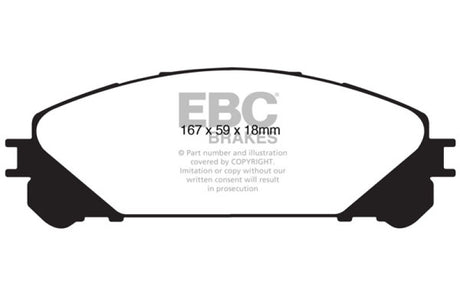 EBC 15+ Lexus NX200t 2.0 Turbo Redstuff Front Brake Pads
