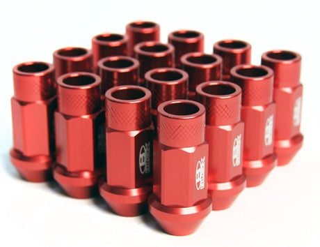 Blox OPEN ENDED LUG NUTS FORGED AL7075 12X1.25 Street Series Forged Lug Nuts, 12 x 1.25mm - Set of 16 Red