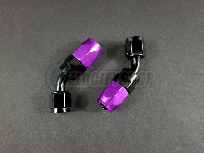 Russell -6 AN 45 Degree Hose End Fittings With Purple Socket 2 Pcs