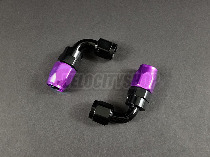 Russell -6 AN 90 Degree Hose End Fittings with Purple Socket 2 pcs