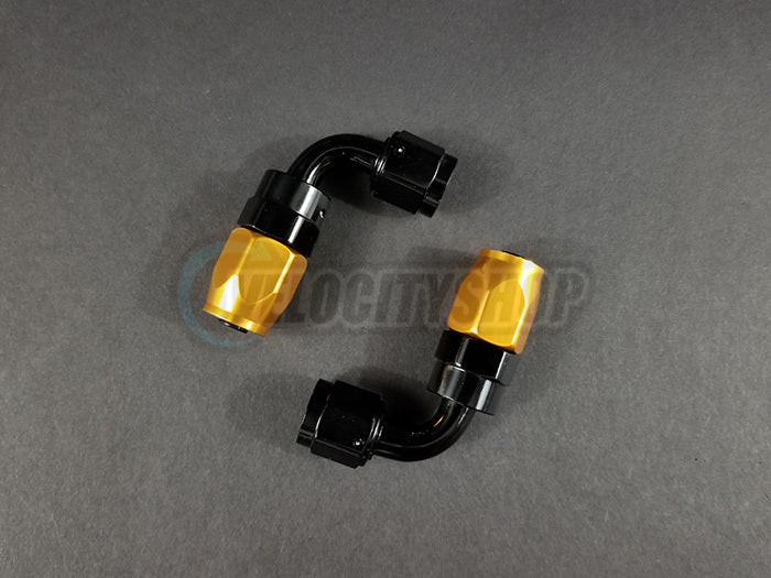 Russell -6 AN 90 Degree Hose End Fittings with Orange Socket 2 pcs