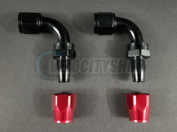 Russell -10 AN 90 Degree Hose End Fittings with Red Socket 2 pcs