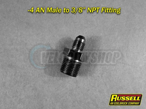 Russell Fitting -4 AN Male X 3/8" NPT Male Straight Black ANodized