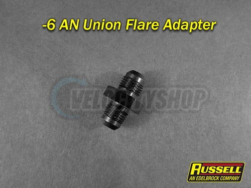 Russell -6 AN Flare Union Adapter Fitting Black Finish