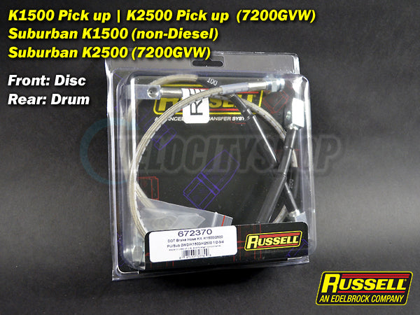 Russell Stainless Brake Lines 88-00 K1500 P/U | 88-96 K2500 P/U (7200GVW)