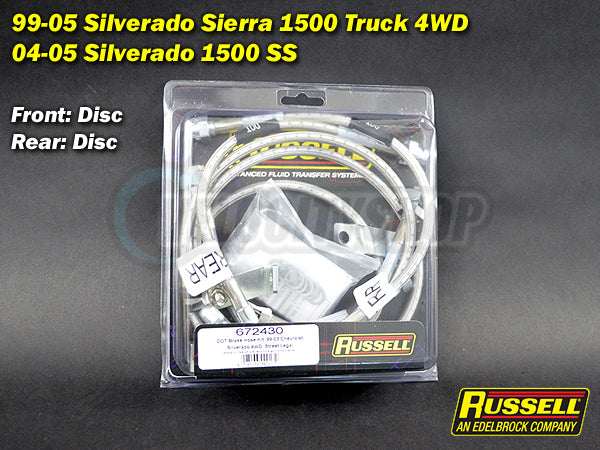 Russell Stainless Brake Lines 99-05 Silverado Sierra 1500 Truck 4WD