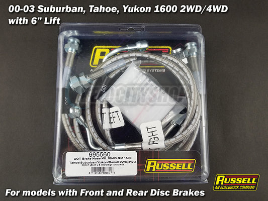 Russell Stainless Brake Lines for 00-06 Suburban Tahoe Yukon 1500 w/ 6" Lift