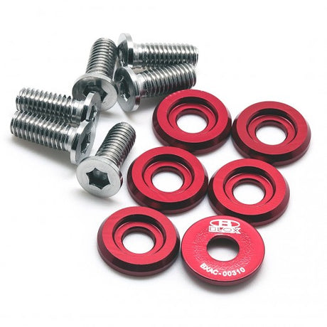 Blox BILLET WASHERS FENDER WASHERS SMALL Fender Washers Kit, M6 - Small diameter Red